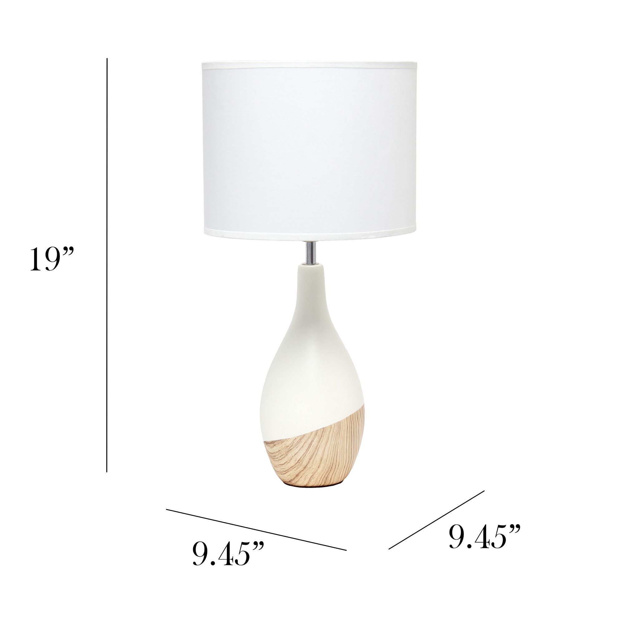 Simple Designs Strikers 19"H White and Light Wood Accent Table Lamp