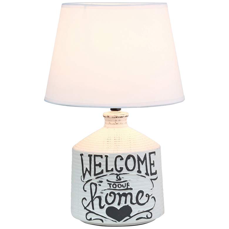 Image 2 Simple Designs Welcome Home 13 3/4 inchH White Accent Table Lamp