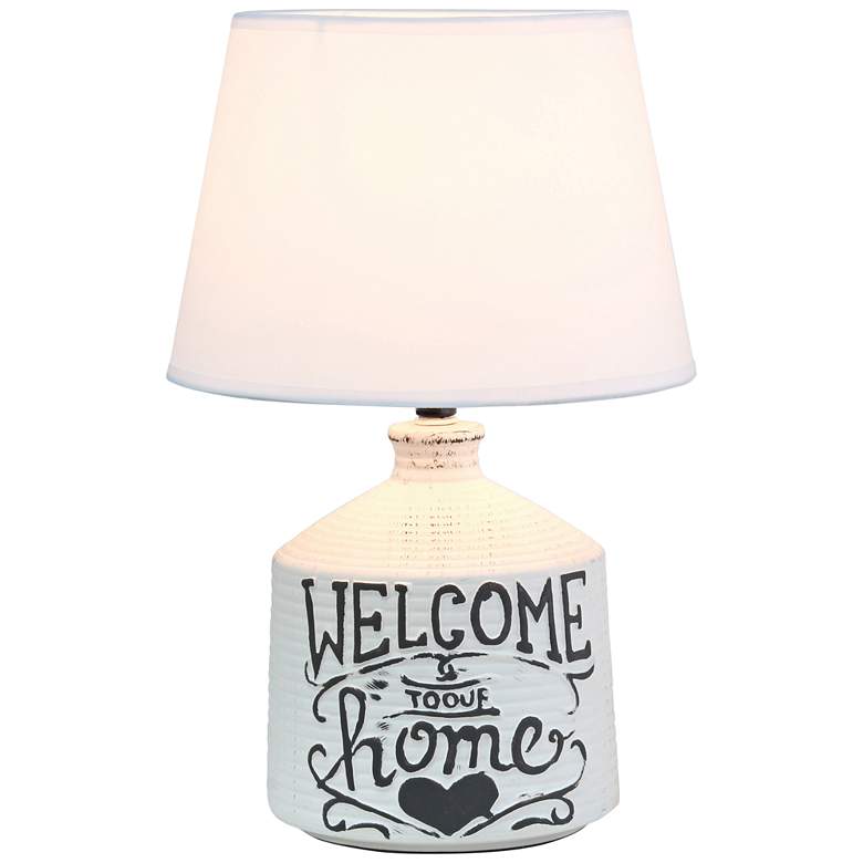 Image 2 Simple Designs Welcome Home 13 3/4"H White Accent Table Lamp