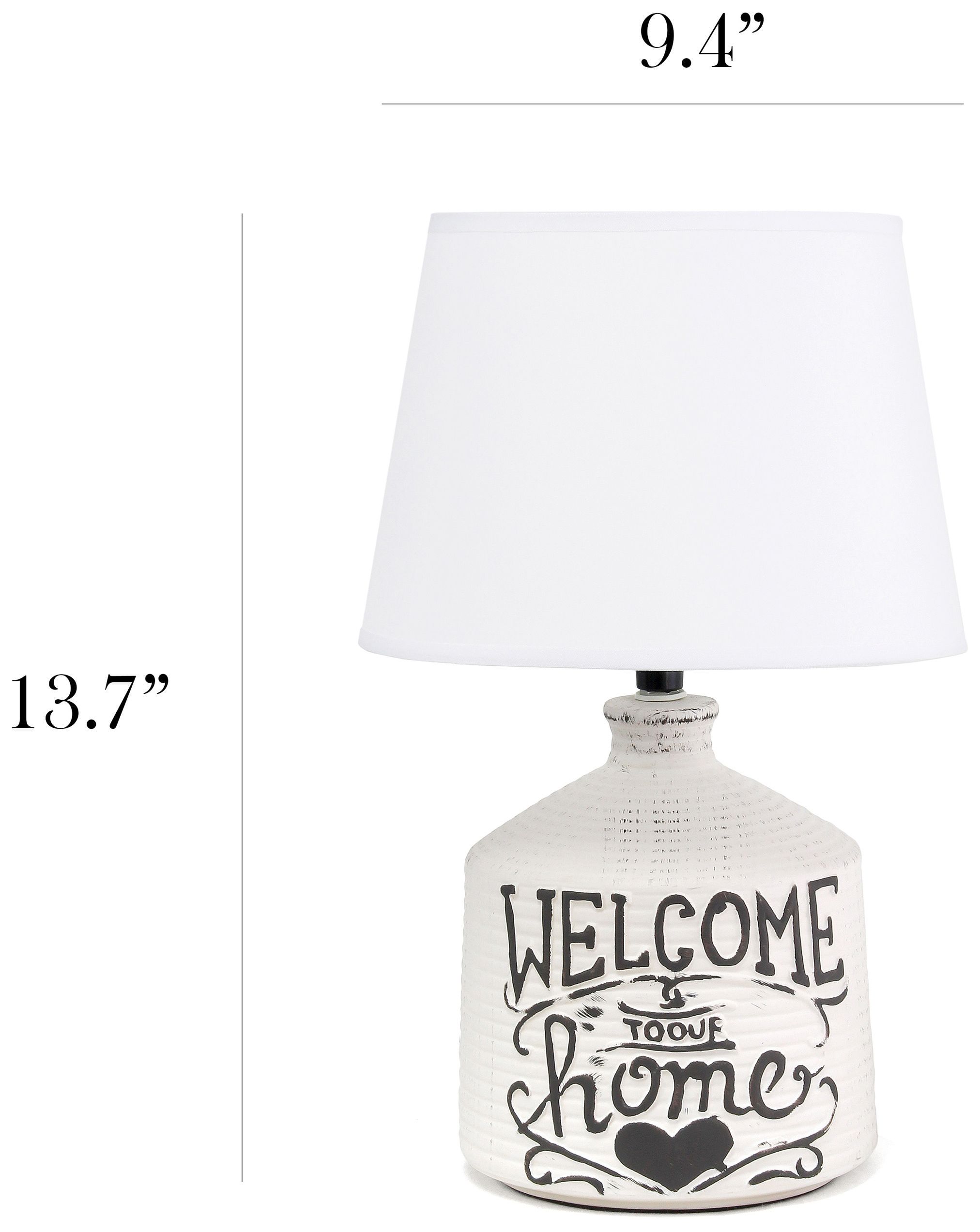 Simple Designs Welcome Home 13 3/4"H White Accent Table Lamp