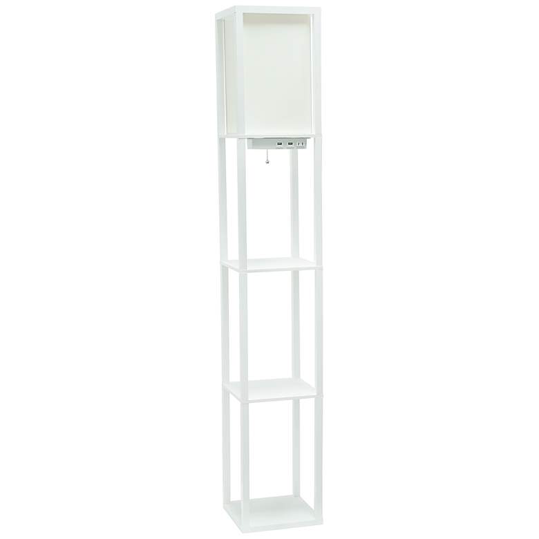 Image 2 Simple Designs White 3-Self Etagere Floor Lamp with USB Ports and Outlet
