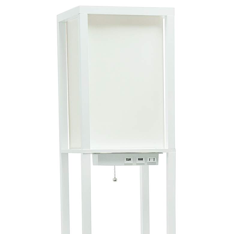 Image 3 Simple Designs White 3-Self Etagere Floor Lamp with USB Ports and Outlet more views