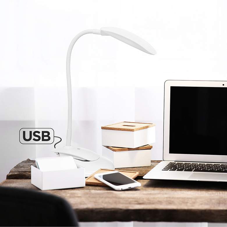 Image 1 Simple Designs White Adjustable LED Rounded Clip Light