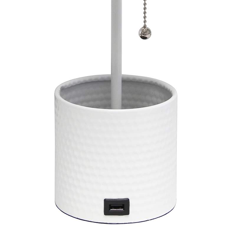 Image 4 Simple Designs White and Gray Metal Table Lamp with Organizer and USB Port more views