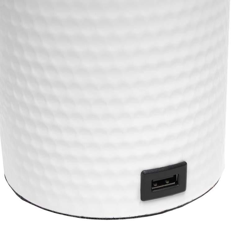 Image 6 Simple Designs White and Gray Metal Table Lamp with Organizer and USB Port more views