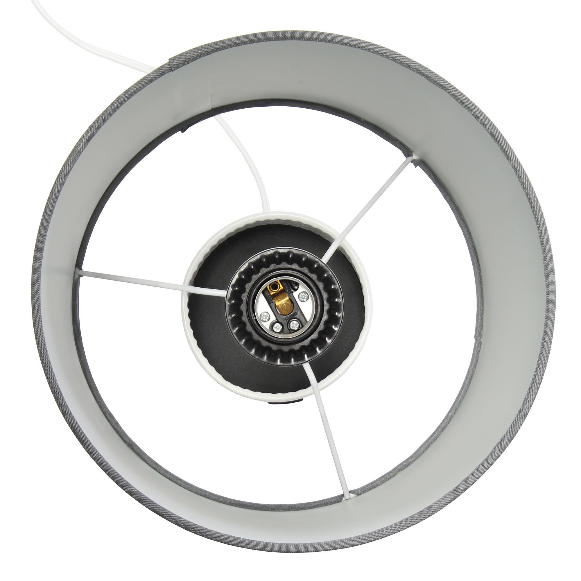 Simple Designs White and Gray Metal Table Lamp with Organizer and USB Port