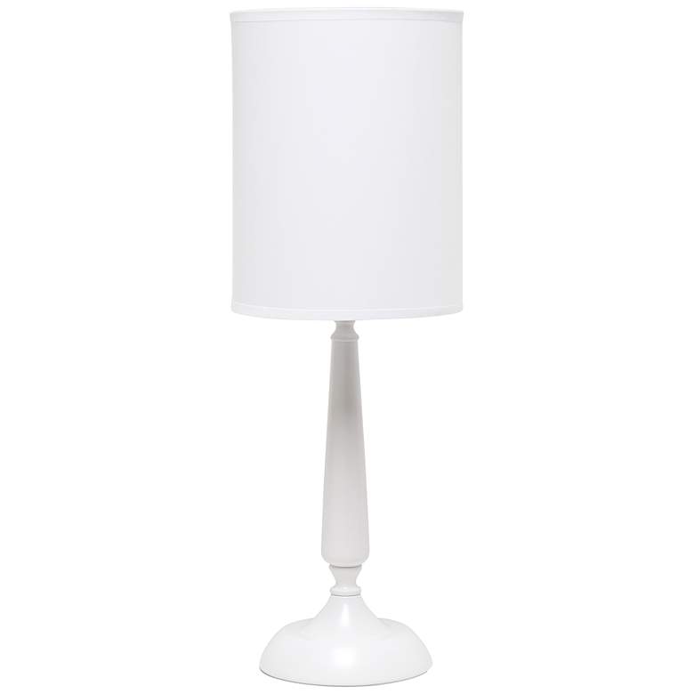 Image 2 Simple Designs White Candlestick Ceramic Accent Table Lamp