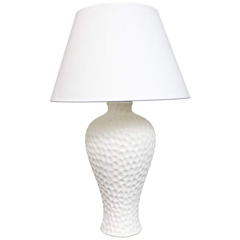 Image 1 Simple Designs White Curvy Stucco Ceramic Table Lamp