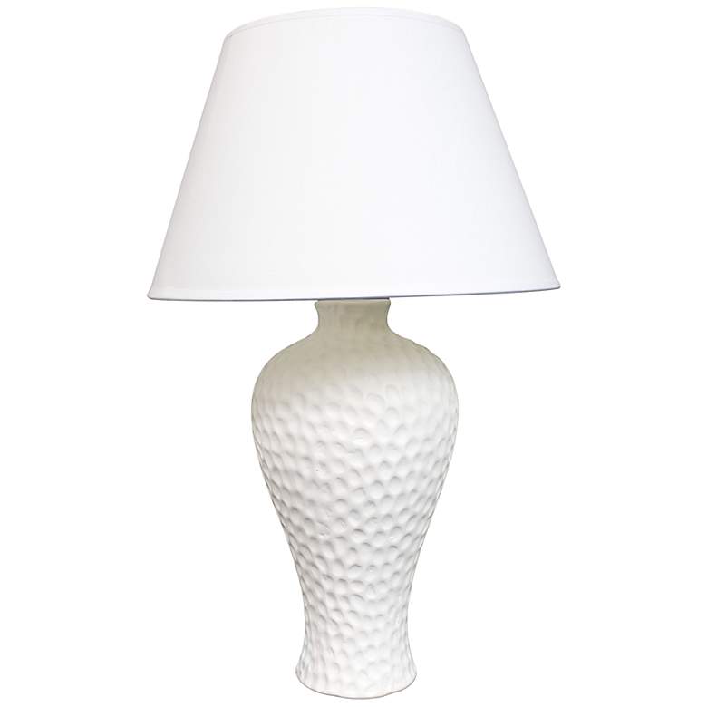 Image 2 Simple Designs White Curvy Stucco Ceramic Table Lamp