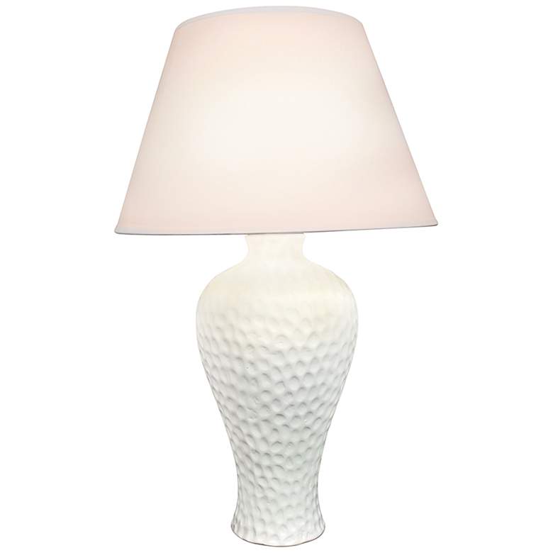 Image 4 Simple Designs White Curvy Stucco Ceramic Table Lamp more views