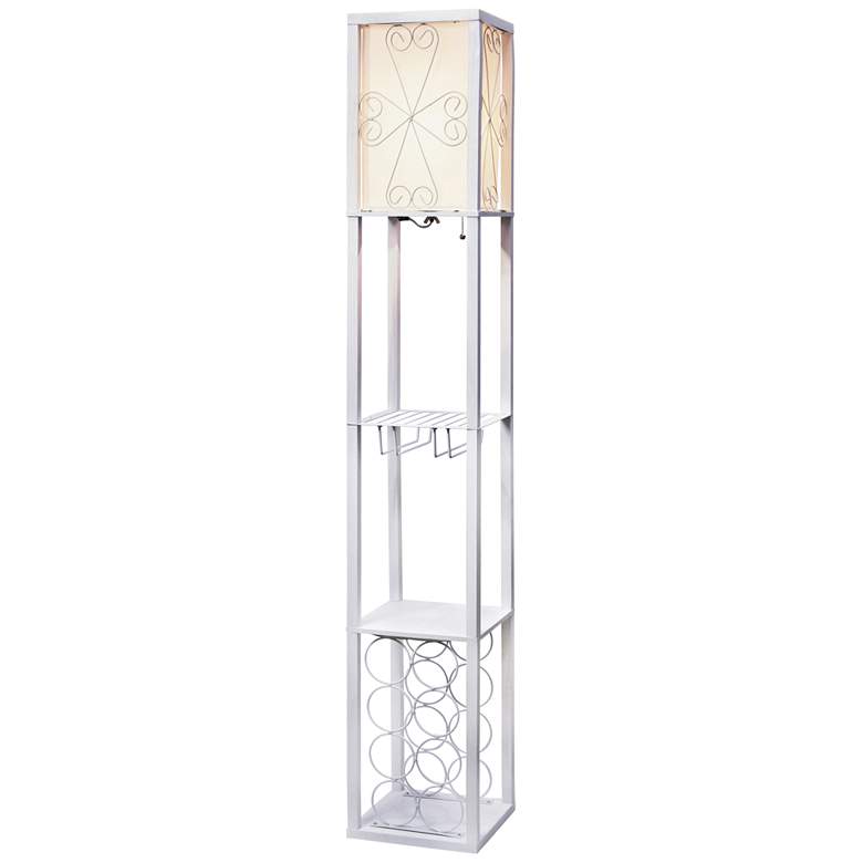 Image 2 Simple Designs White Etagere Floor Lamp w/ Storage and Shelf