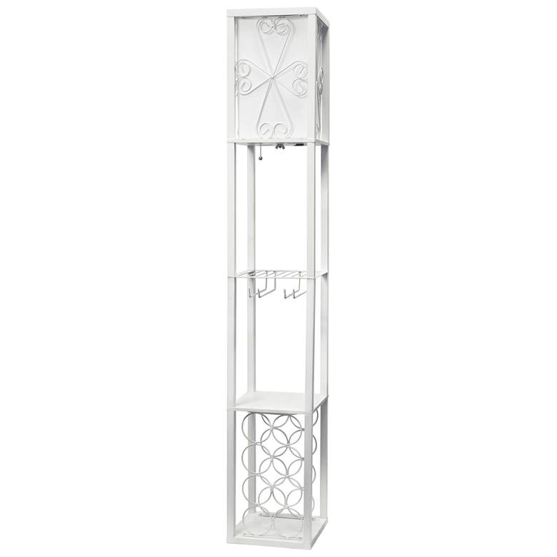 Image 3 Simple Designs White Etagere Floor Lamp w/ Storage and Shelf more views