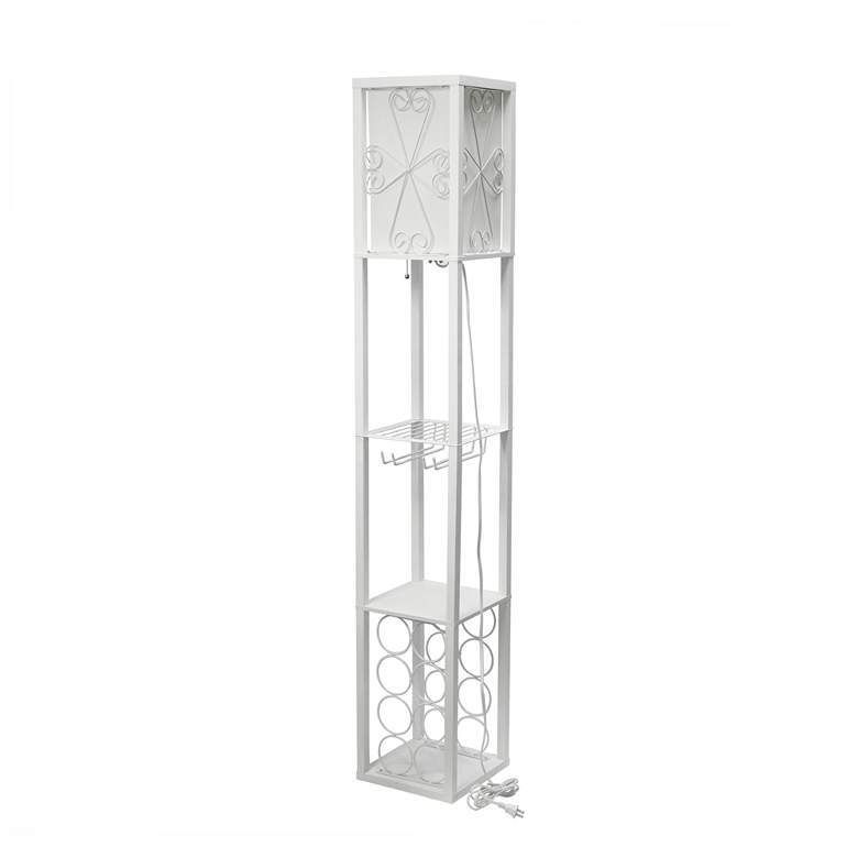 Image 5 Simple Designs White Etagere Floor Lamp w/ Storage and Shelf more views