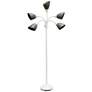 Simple Designs White Gooseneck Floor Lamp with Gray Shades