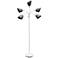 Simple Designs White Gooseneck Floor Lamp with Gray Shades