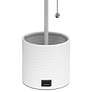 Simple Designs White Hammered Metal Table Lamp with Organizer and USB Port