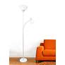 Simple Designs White Metal Modern Torchiere Floor Lamp with Side Light