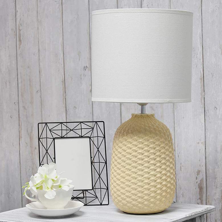 Image 1 Simple Designs Yellow Ceramic Accent Table Desk Lamp