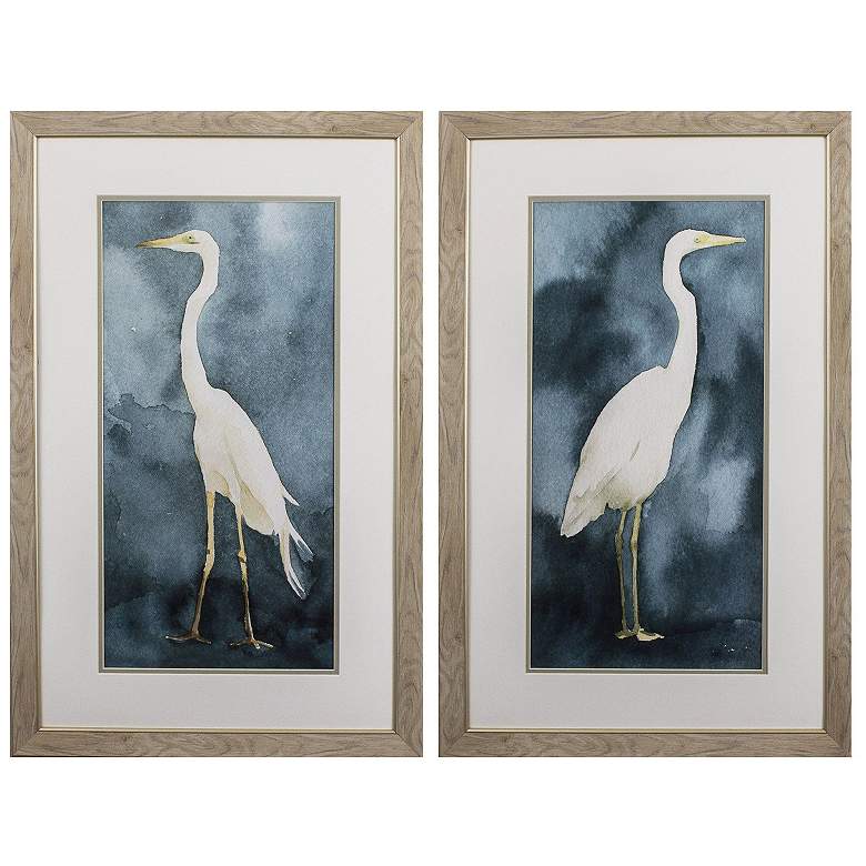 Image 1 Simple Egret 21"W x 33"H Framed Art Set of 2