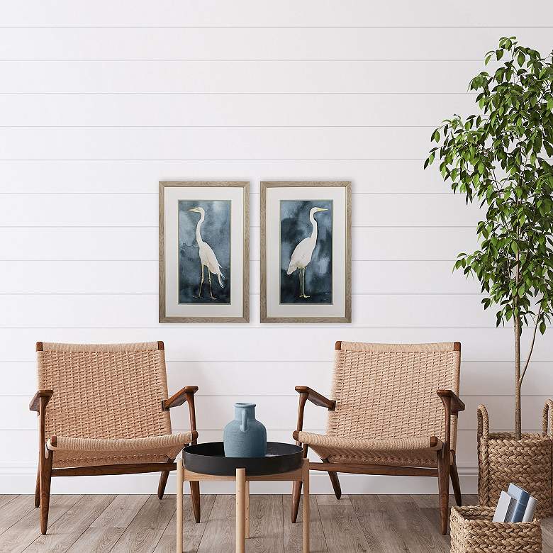 Image 2 Simple Egret 21"W x 33"H Framed Art Set of 2 more views