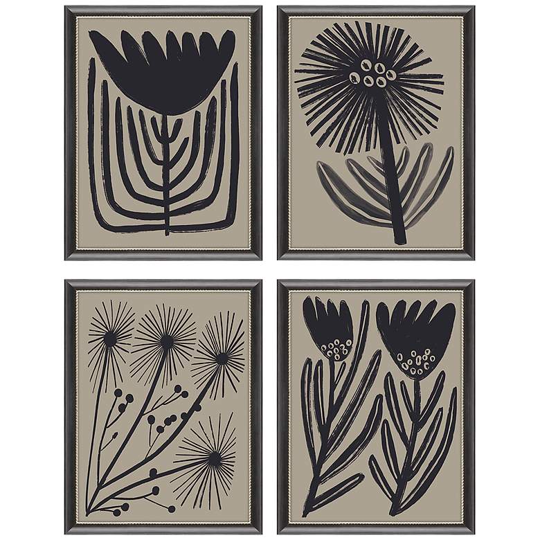 Image 3 Simple Florals 26" Wide 4-Piece Giclee Framed Wall Art Set