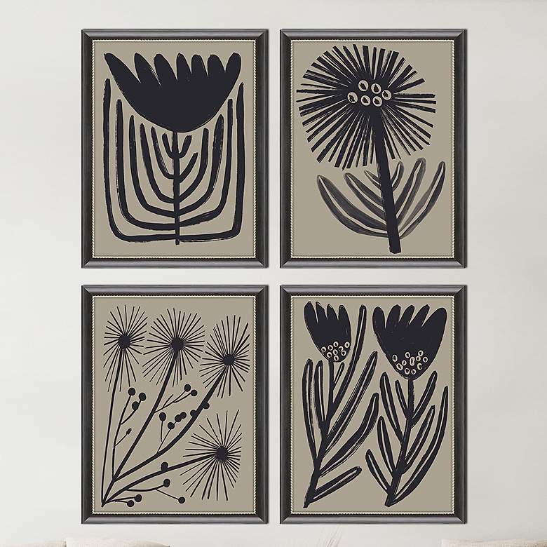 Image 2 Simple Florals 26" Wide 4-Piece Giclee Framed Wall Art Set