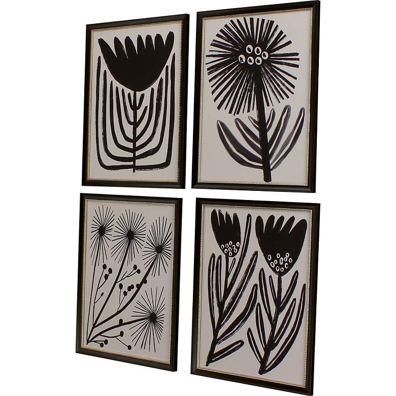 Image 5 Simple Florals 26" Wide 4-Piece Giclee Framed Wall Art Set more views