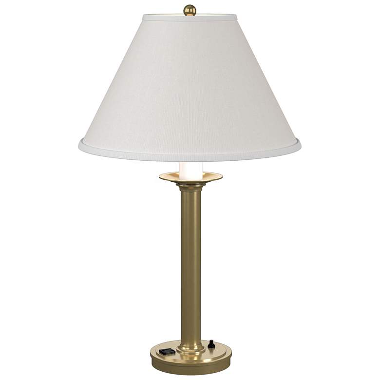 Image 1 Simple Lines 27 inch High Modern Brass Table Lamp With Natural Anna Shade