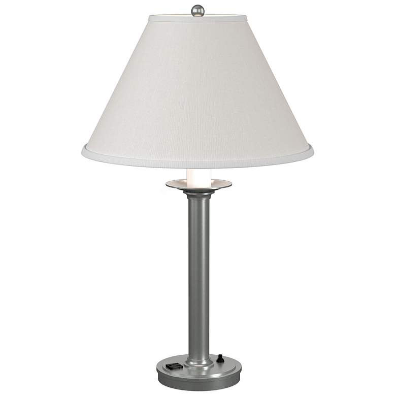 Image 1 Simple Lines 27"H Vintage Platinum Table Lamp With Natural Anna Shade