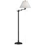 Simple Lines 56"H Black Swing Arm Floor Lamp With Natural Anna Shade