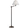 Simple Lines 56"H Bronze Swing Arm Floor Lamp With Natural Anna Shade