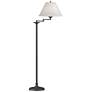 Simple Lines 56"H Natural Iron Swing Arm Floor Lamp w/ Anna Shade