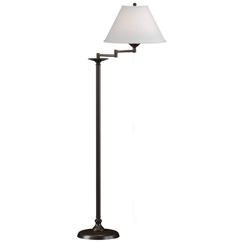 Image 1 Simple Lines 56 inchH Oil Rubbed Bronze Swing Arm Floor Lamp w/ Anna Shade