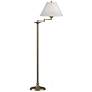 Simple Lines 56"H Soft Gold Swing Arm Floor Lamp w/ Anna Shade