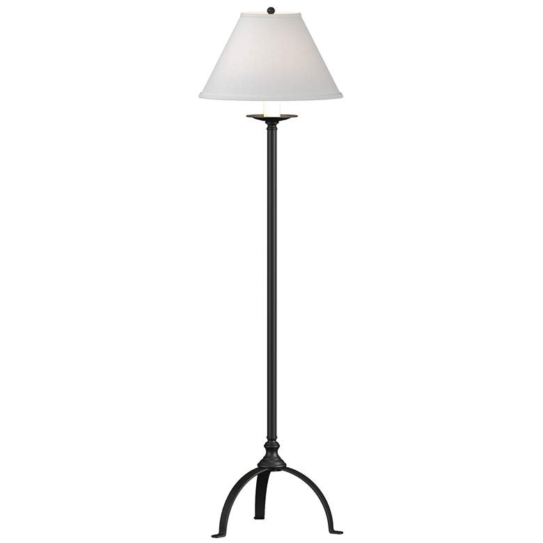 Image 1 Simple Lines 58 inch High Black Floor Lamp With Natural Anna Shade