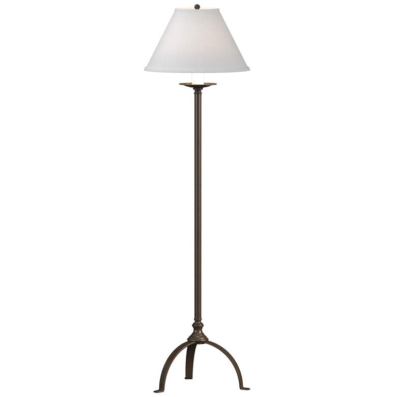 Image 1 Simple Lines 58" High Bronze Floor Lamp With Natural Anna Shade