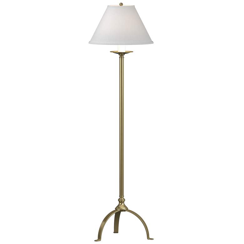 Image 1 Simple Lines 58 inch High Modern Brass Floor Lamp With Natural Anna Shade