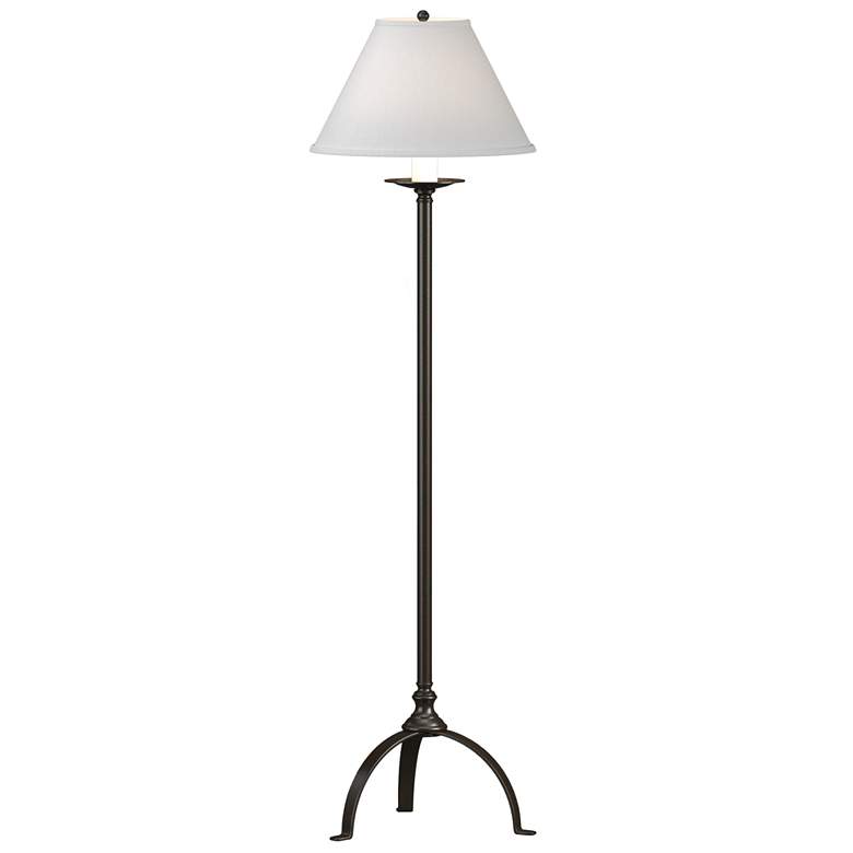 Image 1 Simple Lines 58 inchH Oil Rubbed Bronze Floor Lamp w/ Natural Anna Shade