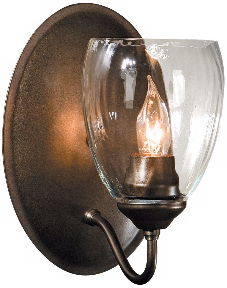 Image 2 Simple Lines 8.75" High Dark Smoke Sconce With Water Glass Shade