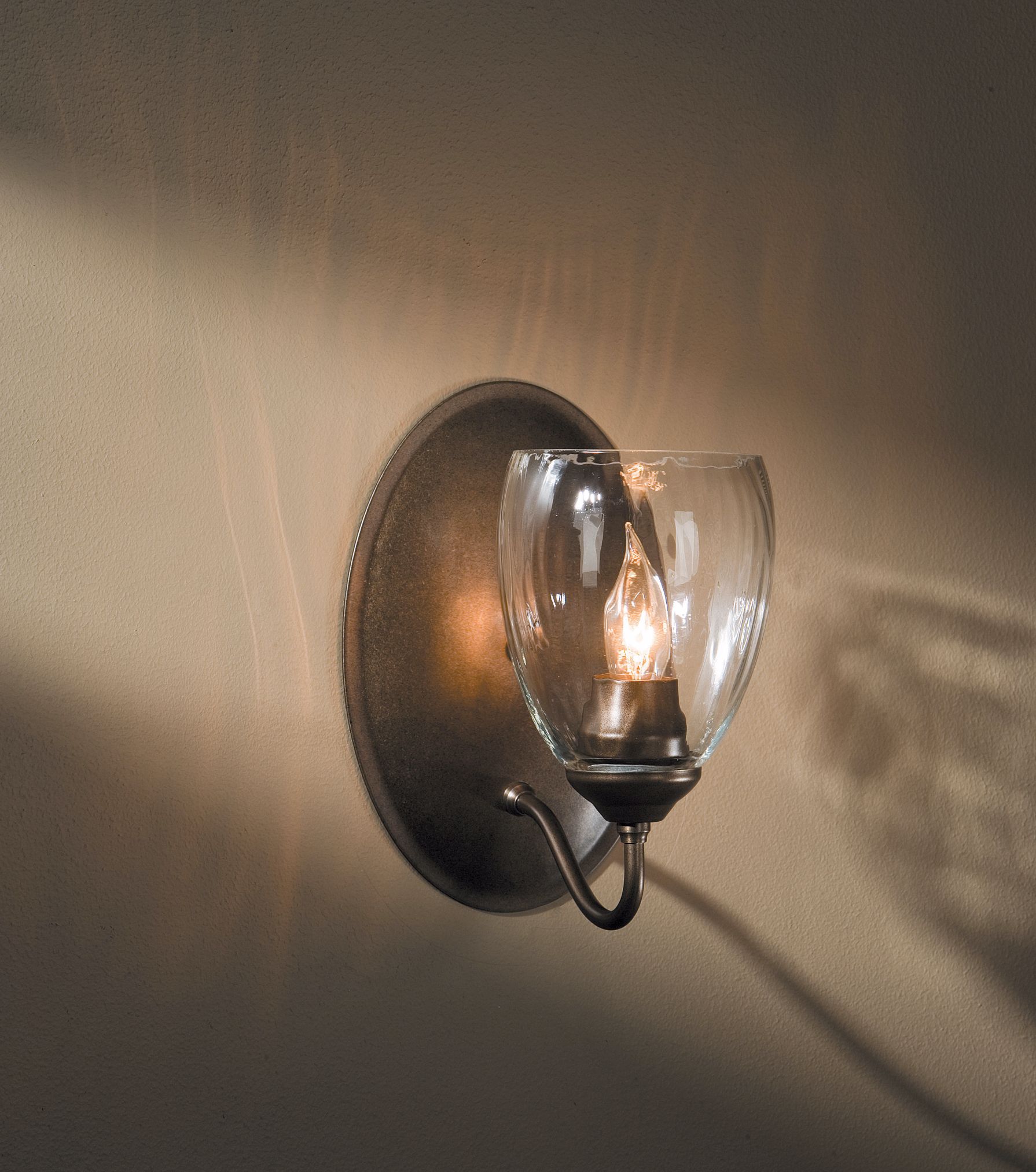 Image 3 Simple Lines 8.75" High Dark Smoke Sconce With Water Glass Shade more views