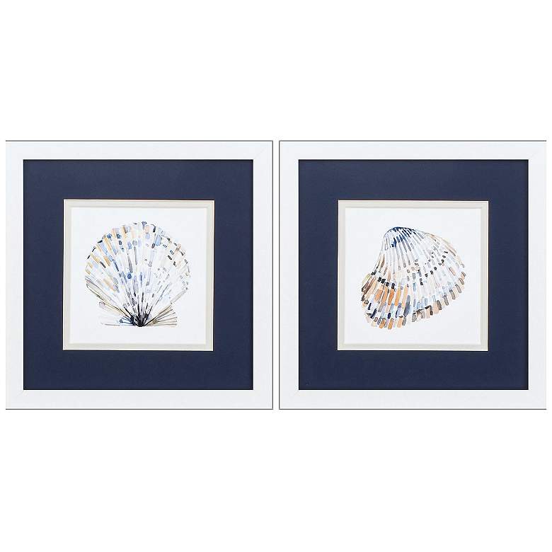 Image 1 Simple Shells 11"W x 11"H Framed Art Set of 2