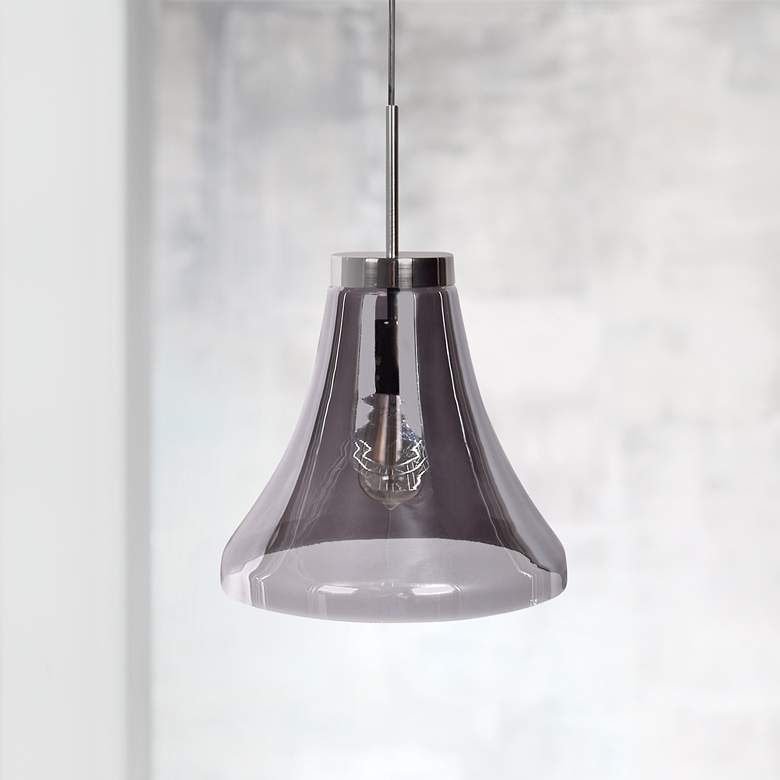 Image 1 Simplicite 11 3/4"W Black Nickel Bell-Shape LED Mini Pendant