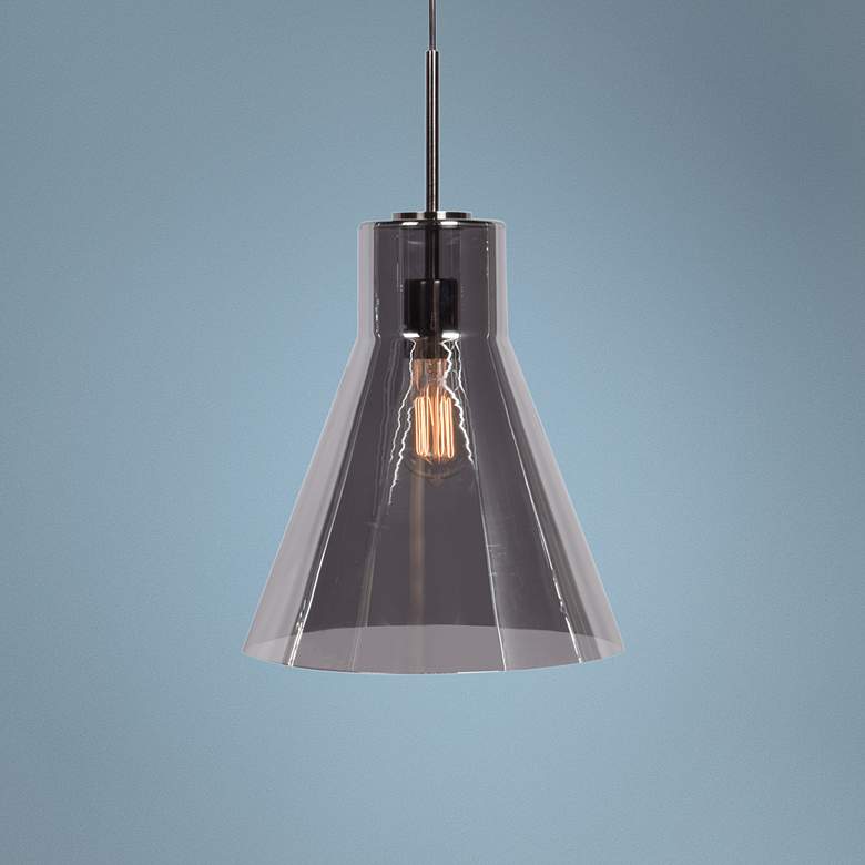 Image 1 Simplicite 11 3/4"W Black Nickel Conical LED Mini Pendant