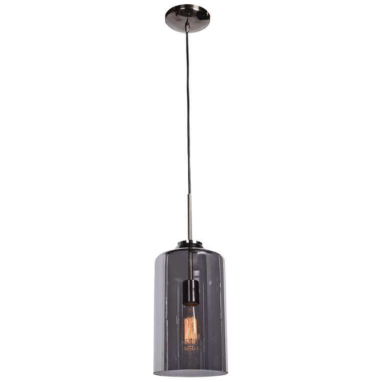 Image 2 Simplicite 7 inch Wide Black Nickel and Glass LED Mini Pendant