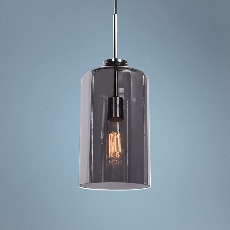 Image 1 Simplicite 7" Wide Black Nickel and Glass LED Mini Pendant