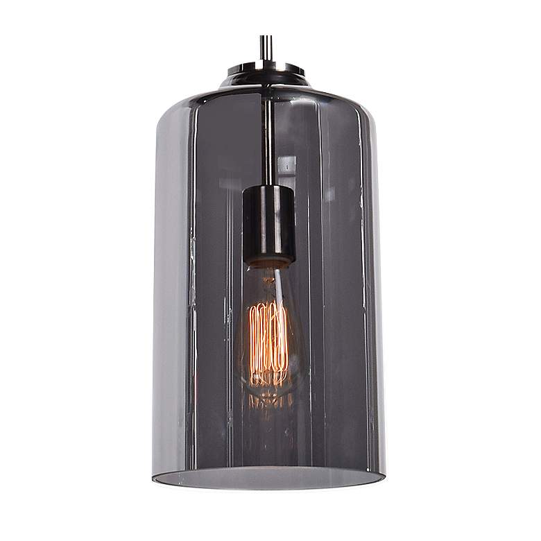 Image 3 Simplicite 7 inch Wide Black Nickel and Glass LED Mini Pendant more views
