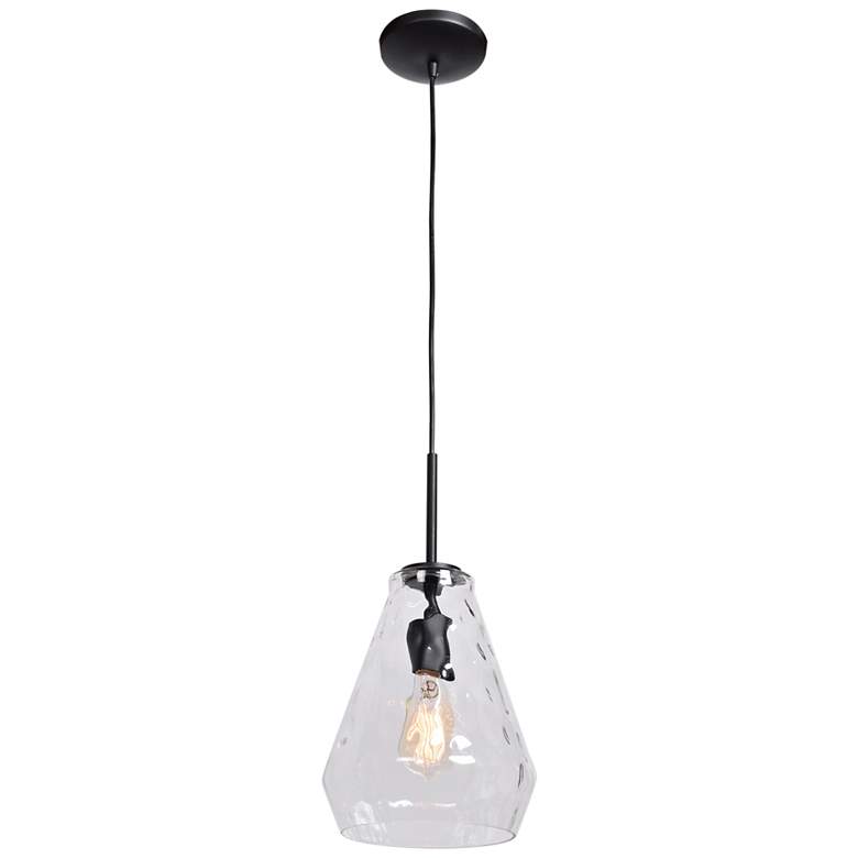 Image 2 Simplicite 9" Wide Black and Glass LED Mini Pendant