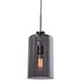Simplicite Tall Cylinder Pendant - Black Chrome, Smoke Glass Diffuser