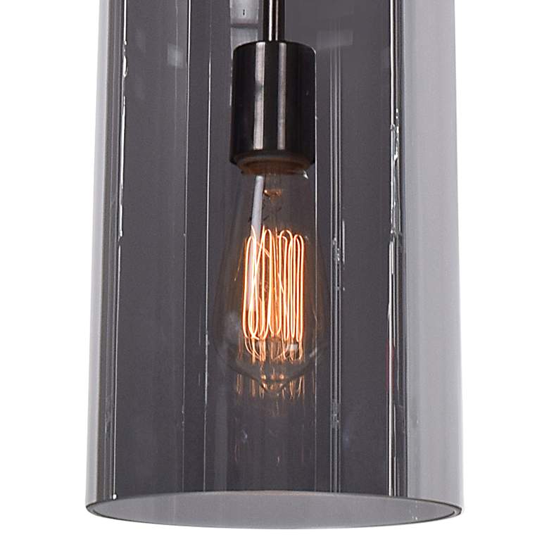 Image 2 Simplicite Tall Cylinder Pendant - Black Chrome, Smoke Glass Diffuser more views