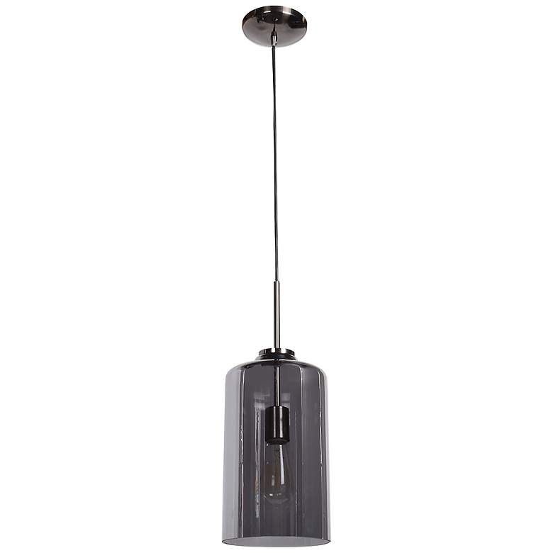 Image 3 Simplicite Tall Cylinder Pendant - Black Chrome, Smoke Glass Diffuser more views